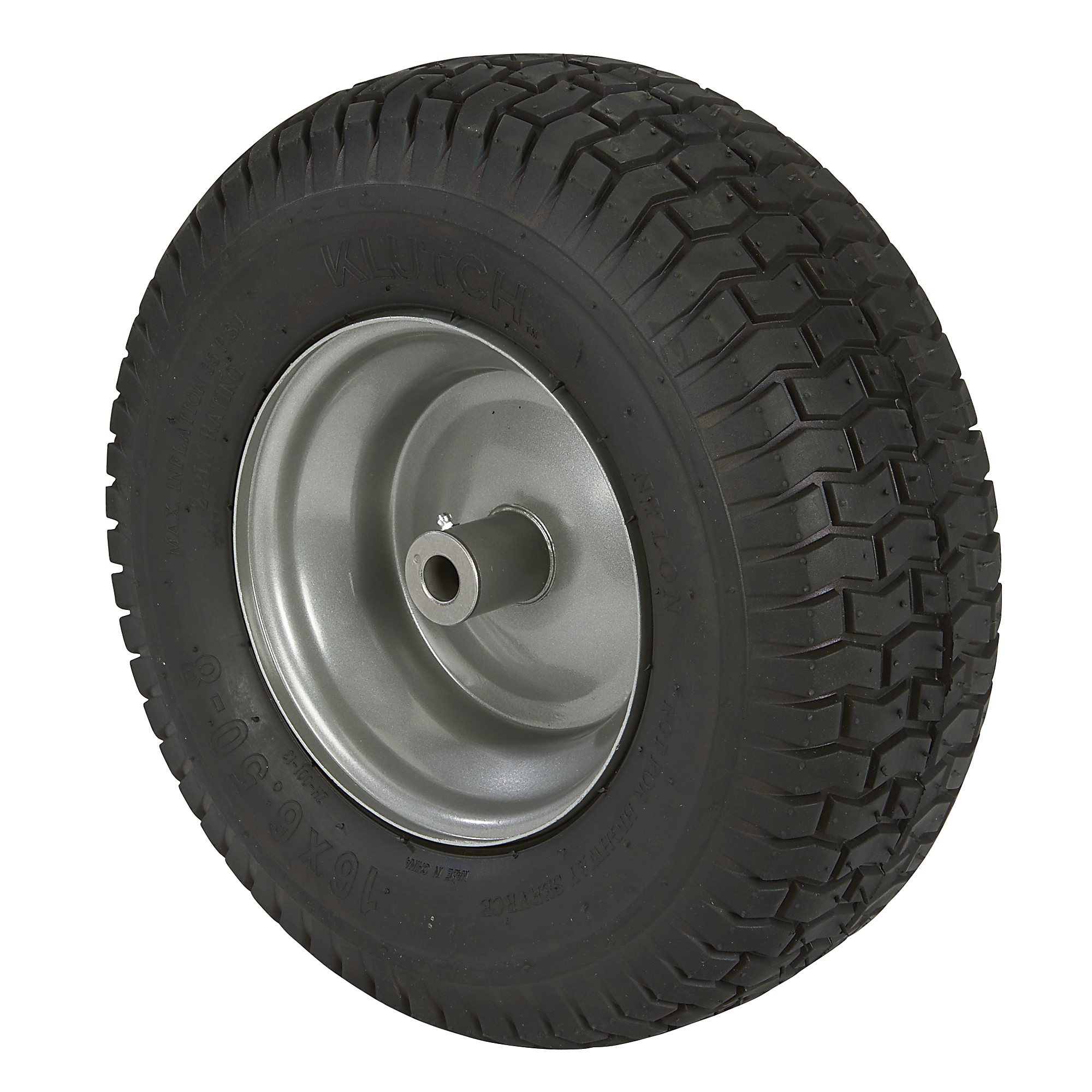 Klutch Pneumatic Mower Tire Assembly, 16/6.50-8, Turf Saver Tread